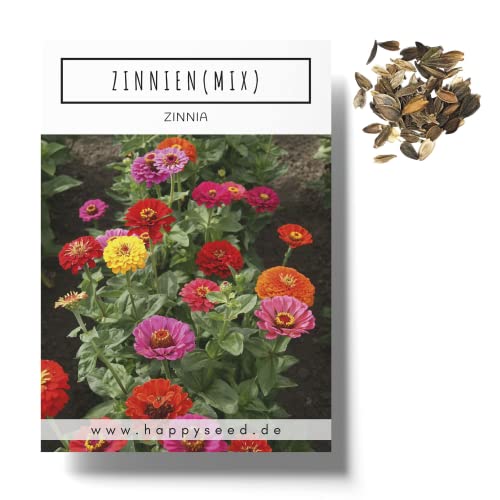 Zinnien Samen Mix (Zinnia) - Farbenprächtige Sommerblumen für das Beet, den Balkon, die Terrasse und als Schnittblume in Vasen von HappySeed