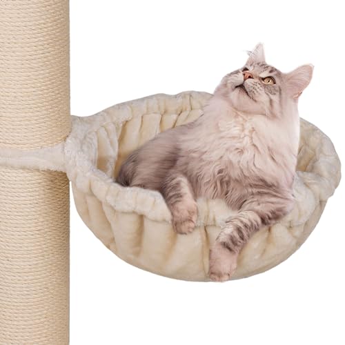 HAPPYPET Universal XXL Liegemulde für Kratzbaum Ø 45 cm - Schlafmulde für große Katzen, Maine Coon, Stabil bis 20 kg Traglast, Hängematte, Katzenliege, Katzenmulde, Creme von Happypet