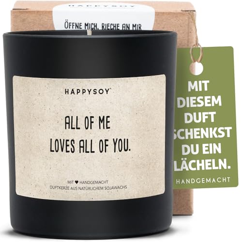 All of me loves Duftkerze im Glas mit Spruch aus Soja - natürlich handgemacht vegan - nachhaltig persönliches Geschenk Geschenkidee Partner Partnerin - Danke Dankeschön, Liebe dich von Happysoy