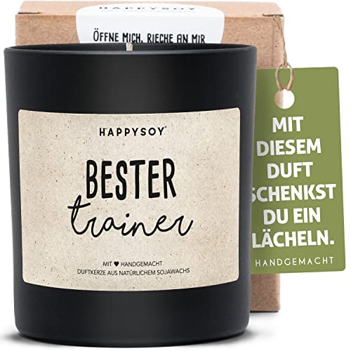 Danke sagen bester Trainer Soja Duftkerze im Glas mit Spruch natürlich handgemacht nachhaltig persönlich Geschenk schöne Geschenkidee personalisiert Geburtstag Dankeschön für alles von Happysoy