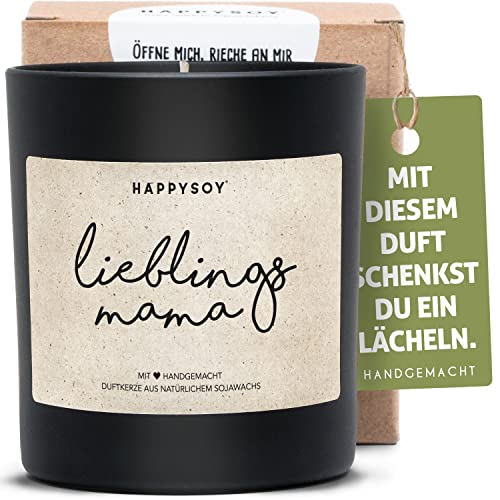 Duftkerze Lieblingsmama im Glas mit Spruch - natürlich handgemacht - nachhaltiges persönliches Geschenk für Mutter Mutti Mama - kleines Muttertagsgeschenk Danke sagen von Happysoy