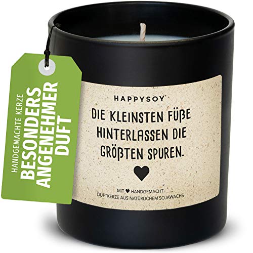 Geburt Geschenk Duftkerze im Glas mit Spruch aus Soja - 100% natürlich handgefertigt und vegan - Geburtsgeschenk liebe Worte für Eltern Neugeborene Schwangerschaft beste Freundin Liebe Worte von Happysoy