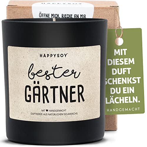 Geschenk Gärtner Duftkerze im Glas mit Spruch aus Soja - natürlich handgemacht - nachhaltige schöne Geschenkidee bester Gärtner Danke sagen Gartenarbeit Dankeschön von Happysoy