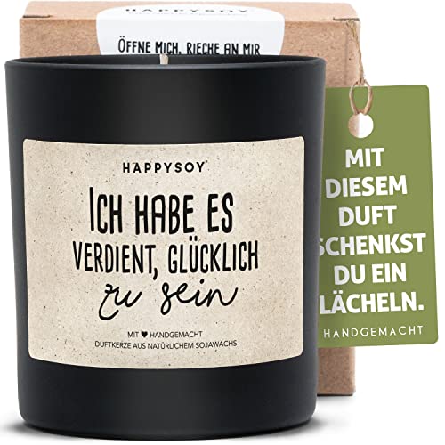 Geschenk Glaubenssatz Duftkerze im Glas mit Spruch aus Sojawachs - natürlich handgemacht - nachhaltige persönliche Geschenkidee für beste Freundin Mama Freund zum Geburtstag Yoga Meditation Mantra von Happysoy