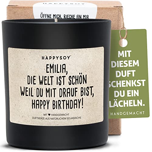 Personalisierte Geschenke Geburtstag - Duftkerze mit Namen - persönliches Geschenk - Geschenk beste Freundin Freund Mama Papa - Geburtstagsgeschenk mit Namen von Happysoy