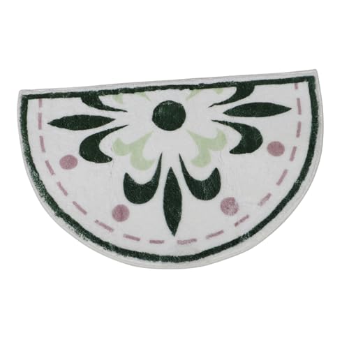 Happyyami Halbrunde Badematte Grün mit Blumenmuster Schnelltrocknend Wasserabsorbierend und rutschfest für Badezimmer und Küche als Fußmatte für Toiletten und Duschen Happyyami Halbrunde Badematte Grün mit Blumenmuster Schnelltrocknend Wasserabsorbierend und rutschfest für Badezimmer und Küche als Fußmatte für Toiletten und Duschen von Happyyami