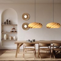 Furnier Pendelleuchte, Handgefertigte Lampe, Deckenleuchte, Wohnkultur, Gelber Kronleuchter, Industrielle Holz Lampenschirm von HareaDesign