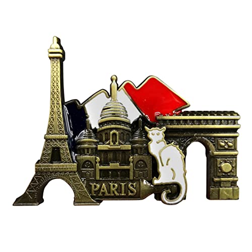 3D-Retro-Paris-Aufkleber, Retro-Paris-Metall-Kühlschrankmagnete, Retro-Paris-Kühlschrankmagnete, Kreative Stereo-Cartoon-Retro-Landschaftsform-Magnete, Küchen-Reise-Souvenirs von Harmoousue