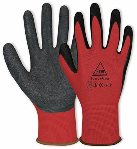 Hase Sicherheitshandschuhe Superflex red Größe 8, Polyamid/Latex 10 Stk von Hase Safety gloves