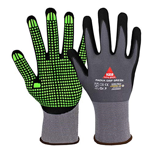 Hase Sicherheitshandschuhe Padua Grip green Größe 8, Nitril Foam 10 Stk von Hase