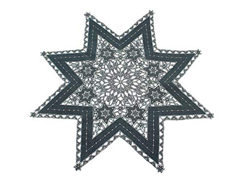 Haus und Deko Tischdecke 85 cm anthrazit mit Silber Sterne Weihnachten Deckchen Advent Bestickt Untersetzer Mitteldecke von Haus und Deko