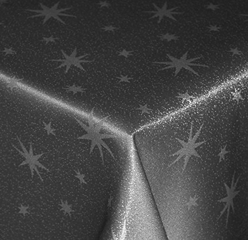Tischdecke Weihnachten 135 x 180 cm Oval Grau Lurex Sterne Weihnachtstischdecken abwaschbar knitterfrei Tischdecken Advent Weihnachtsdeko Tischdeko Herbst von Haus und Deko