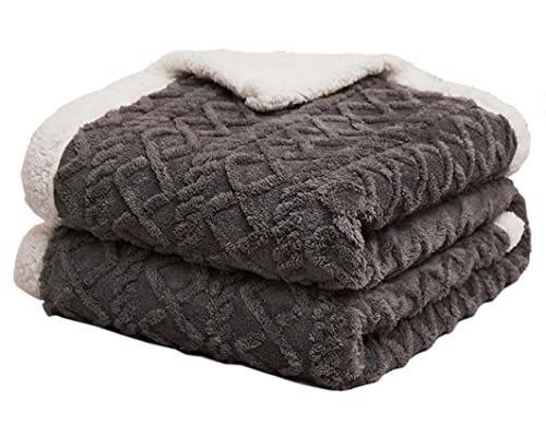 Hayisugal Flauschige Sherpa Kuscheldecke - hochwertige Schafdecke, super weiche Fleecedecke als Sofadecke, Tagesdecke oder Wohndecke Couchdecke Sofa überwurfdecke, Dunkelgrau, 200 x 230cm von Hayisugal