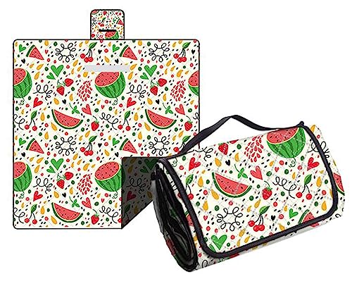 Hayisugal Picknickdecke Sandfrei Stranddecke Wasserdicht Campingdecke Waschbar Strandunterlage Tragbare Picknickdecke Soft für Strand,Picknick,Wandern,Reisen, Wassermelone, 200 x 200 cm von Hayisugal