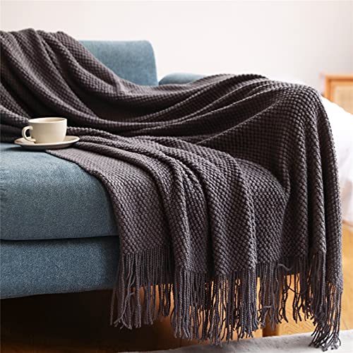 Hayisugal Wohndecke Weich Strick Decke Sofa Deck Quaste Boho Decke Kuscheldecke Sofadecke überwurf Decke für Couch Bett Sofa Stuhl, Grau, 150 x 230cm von Hayisugal