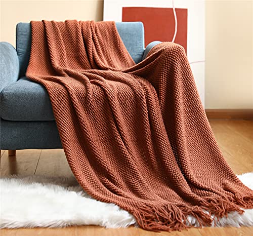 Hayisugal Wohndecke Weich Strick Decke Sofa Deck Quaste Boho Decke Kuscheldecke Sofadecke überwurf Decke für Couch Bett Sofa Stuhl, Karamell, 130 x 200cm von Hayisugal