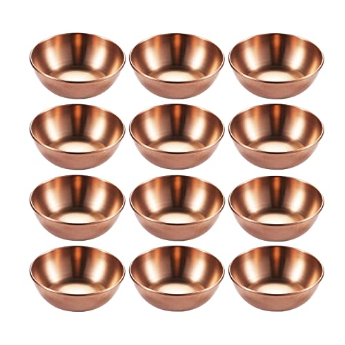 12 Stücke Saucenschälchen Edelstahl Snack Dip Schalen Kleine Schälchen Dipschälchen Set Dipschalen Snackschalen Gewürzschalen Roségold Sushi Teller Sauce Schüssel für Tapas Dessert -3.46inch/9cm von Hayuhone