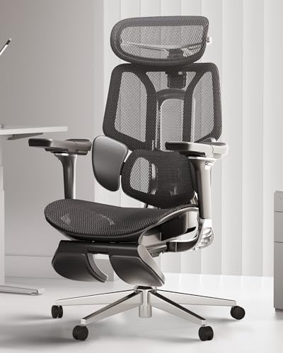 Hbada E3 Ergonomischer Bürostuhl, großer und hoher Bürostuhl - mit 3-Zonen dynamischer Lendenwirbelstütze, 4D verstellbare Kopfstütze, 6D verstellbare Armlehnen, Computerstuhl, Gaming-Stuhl, Schwarz von Hbada