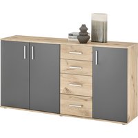 HBZ Kommode "BC-Drift-2, Sideboard Stellmaß BxHxT 160x84x35 cm", (1 St.), Sideboard mit 3 Türen und 4 Schubkästen, 2 Einlegeböden von Hbz