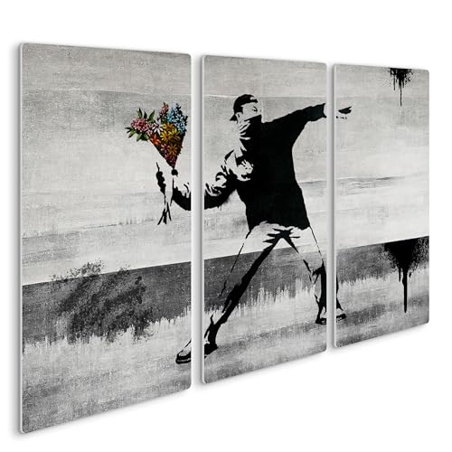 HEALANCY Bilder Banksy - KOMPLETT AUFHÄNGFERTIG - Wandbilder Wohnzimmer - Deko Modern - Schlafzimmer - Kunstdruck Wanddeko Küche - Street Art Graffiti von Healancy Biomedical