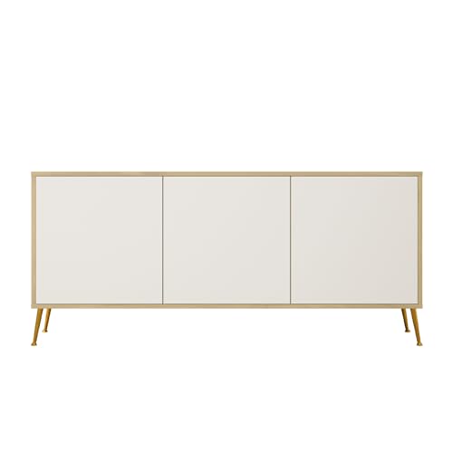 HEALANCY Kommode mit 3 Türen - Sideboard - Schrank - Komodenschrank - Highboard - Kleiderschrank Möbel - Flurkommode - Wohnzimmer Schlafzimmer Esszimmer Flur - Weiß von Healancy Biomedical