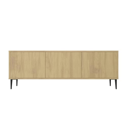 Healancy Biomedical TV Schrank mit Türen - Kommode - Fernsehschrank - Lowboard - Fernsehtisch - Wohnzimmer Möbel - Board mit Stauraum - Tisch - Sideboard - Fernsehrregal - Tv-Schrank Riva-Eiche von Healancy Biomedical