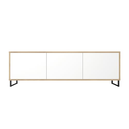 Healancy Biomedical TV Schrank mit Türen - Kommode - Fernsehschrank - Lowboard - Fernsehtisch - Wohnzimmer Möbel - Board mit Stauraum - Tisch - Sideboard - Fernsehrregal - Tv-Schrank weiß von Healancy Biomedical