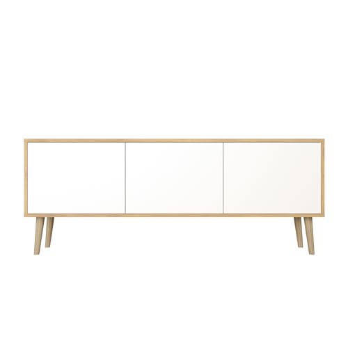 Healancy Biomedical TV Schrank mit Türen - Kommode - Fernsehschrank - Lowboard - Fernsehtisch - Wohnzimmer Möbel - Board mit Stauraum - Tisch - Sideboard - Fernsehrregal - Tv-Schrank weiß von Healancy Biomedical