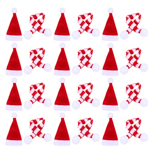 Healifty 20 Stück Mini Gestrickte Weihnachtsmütze Schal Weihnachtspuppe Oder Schneemann Dekorationsset für Weihnachten Handwerk Puppe Machen von Healifty