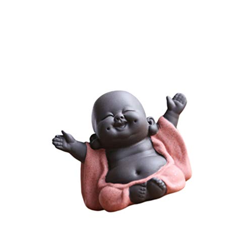 Healifty Mini Buddha Figur Keramik Baby Mönch Tee Haustier Miniatur Buddha Statue Zen Garten Tee Tablett Dekoration von Healifty
