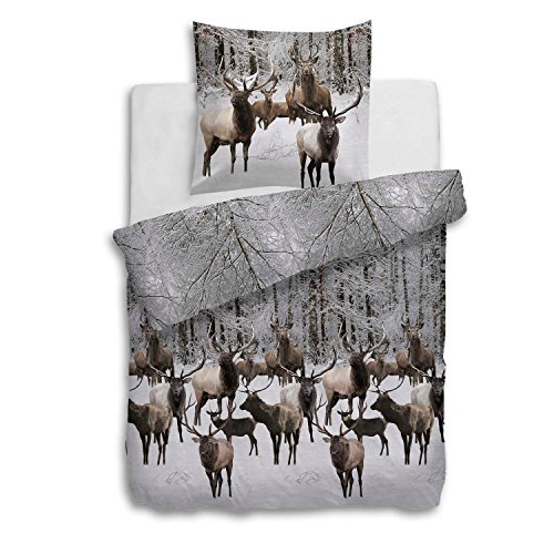 Heckett & Lane Flanell Biber Bettwäsche Ralph I Göße 135x200 80x80cm I Farbe Taupe I Design Winterlandschaft Winterwald Hirsch Deer Rentier Reindeer Heckett & Lane Flanell Biber Bettwäsche Ralph I Göße 135x200 80x80cm I Farbe Taupe I Design Winterlandschaft Winterwald Hirsch Deer Rentier Reindeer von Heckett Lane