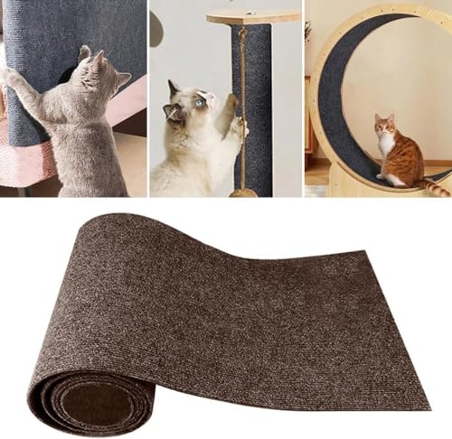 Heflashor Kratzmatte Selbstklebend Kratzteppich Katze Wand DIY Zuschneidbare Katzenkratzmatte Kratzbrett Kratzschutz AntiKratz Tape Kratzpads für Sofa,Teppiche,Möbel,Katzenständer,Braun,L von Heflashor