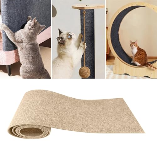 Heflashor Kratzmatte Selbstklebend Kratzteppich Katze Wand DIY Zuschneidbare Katzenkratzmatte Kratzbrett Kratzschutz AntiKratz Tape Kratzpads für Sofa,Teppiche,Möbel,Katzenständer,Khaki,L von Heflashor