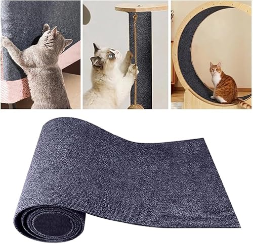 Heflashor Kratzmatte Selbstklebend Kratzteppich Katze Wand DIY Zuschneidbare Katzenkratzmatte Kratzbrett Kratzschutz AntiKratz Tape Kratzpads für Sofa,Teppiche,Möbel,Katzenständer,Marineblau,L von Heflashor