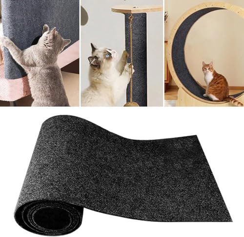 Heflashor Kratzmatte Selbstklebend Kratzteppich Katze Wand DIY Zuschneidbare Katzenkratzmatte Kratzbrett Kratzschutz AntiKratz Tape Kratzpads für Sofa,Teppiche,Möbel,Katzenständer,Schwarz,L von Heflashor