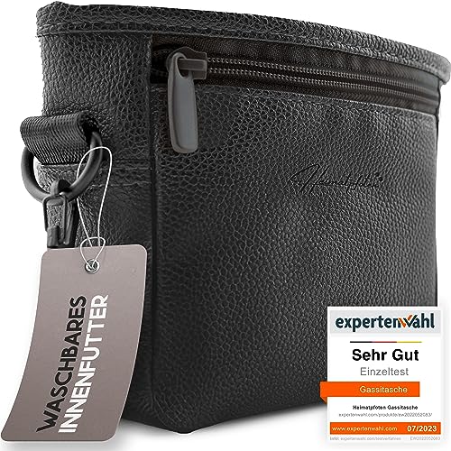 Heimatpfoten® Futterbeutel für Hunde aus Leder-Imitat - Gassi-Tasche mit Einhand Magnet-Verschluss Hunde-Leckerli-Beutel … von Heimatpfoten