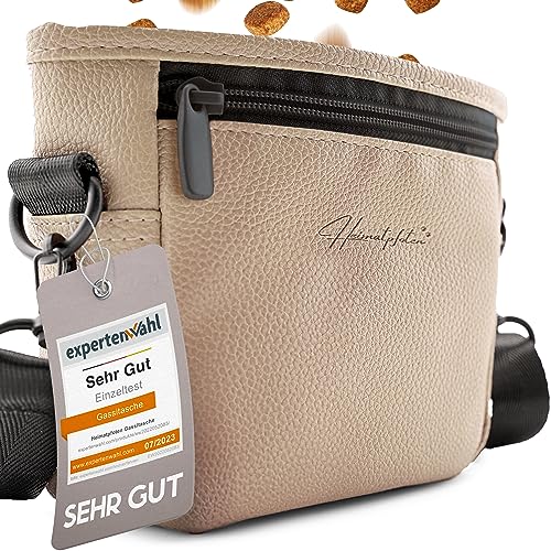 Heimatpfoten® Futterbeutel für Hunde aus Leder-Imitat - Gassi-Tasche mit Einhand Magnet-Verschluss Hunde-Leckerli-Beutel … von Heimatpfoten