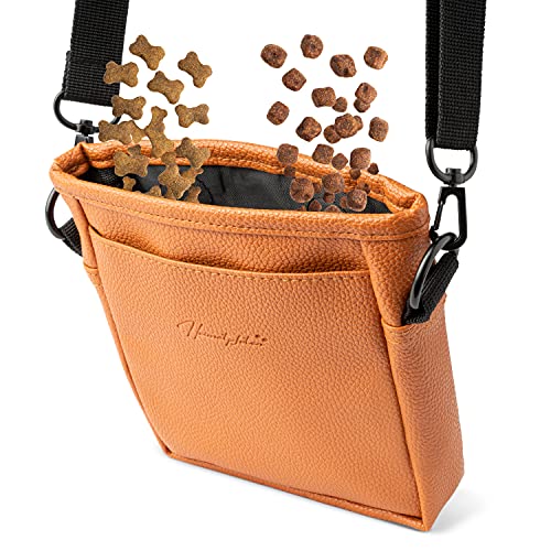 Heimatpfoten® Futterbeutel für Hunde aus Leder-Imitat - Gassi-Tasche mit Einhand Magnet-Verschluss Hunde-Leckerli-Beutel … von Heimatpfoten