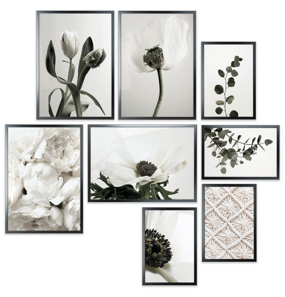 Heimlich Poster Set als Wohnzimmer Deko, Bilder DIN A3 & DIN A4, Grüne Kunst, Blumen von Heimlich