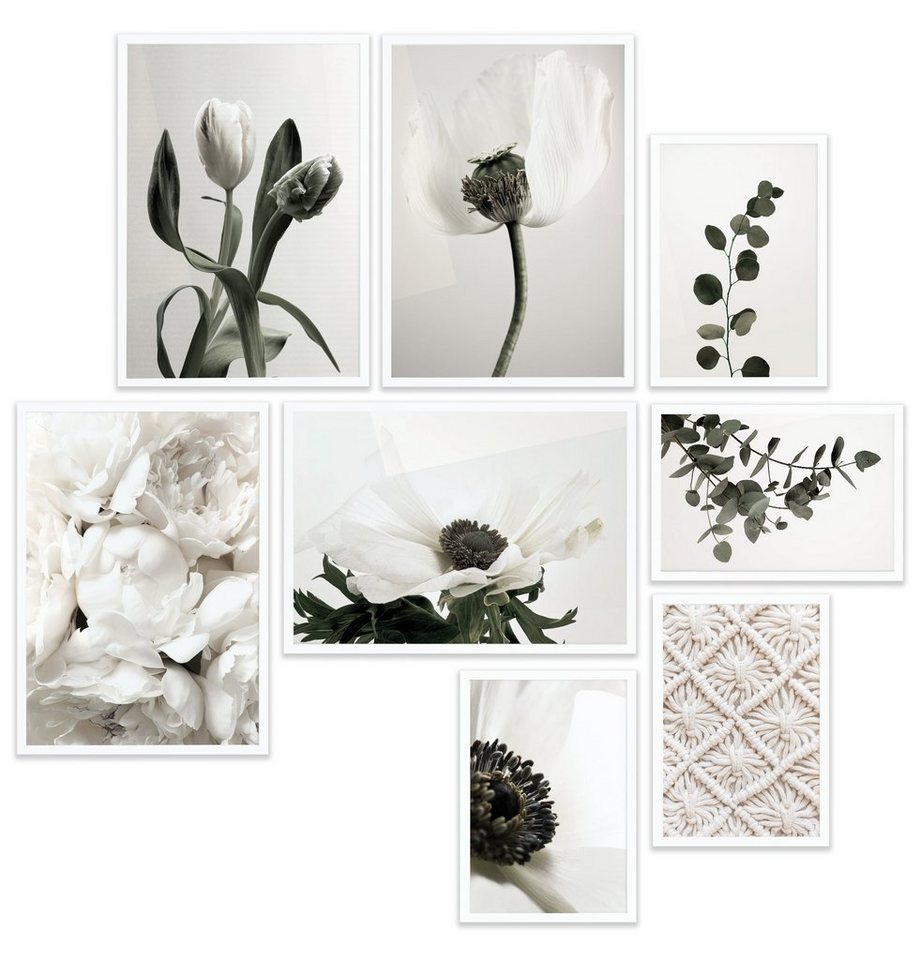 Heimlich Poster Set als Wohnzimmer Deko, Bilder DIN A3 & DIN A4, Grüne Kunst, Blumen von Heimlich