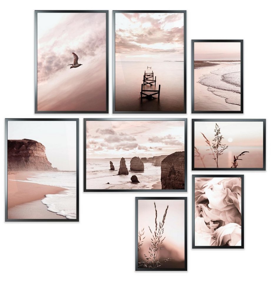 Heimlich Poster Set als Wohnzimmer Deko, Bilder DIN A3 & DIN A4, Rose Gold Beach, Landschaften von Heimlich