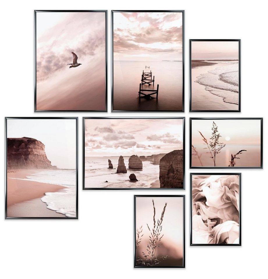 Heimlich Poster Set als Wohnzimmer Deko, Bilder DIN A3 & DIN A4, Rose Gold Beach, Landschaften von Heimlich