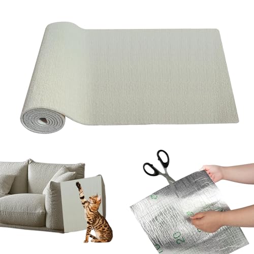 Kratzmatte Katze,Katzen Kratzteppich Selbstklebend,Katzenkratzmatte Kratzbrett Wand, Katzenkratzbretter Kratzmatte katzenspielzeug für für Möbel Couch Sofa Wand Tür Schutz (Weiß,30 x 100cm) von Hekasvm