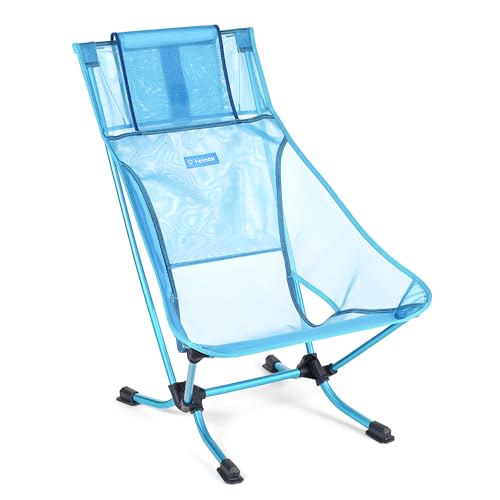 Helinox Beach Chair | Leichter, kompakter, Faltbarer tiefer Campingstuhl (Blue Mesh + Pocket) von Helinox