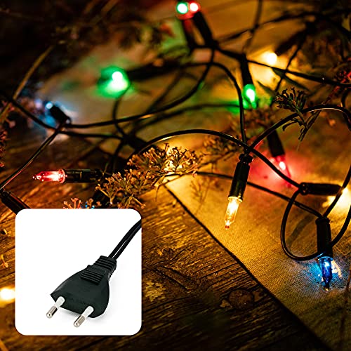 hellum Lichterkette innen 35er, 5,1m Weihnachtsbaum Lichterkette bunt, mini Lichterkette Fenster weihnachtsdeko, Kerzen Lichterkette mit Stecker, Lichterkette steckdose Kabel grün, 833577 von hellum