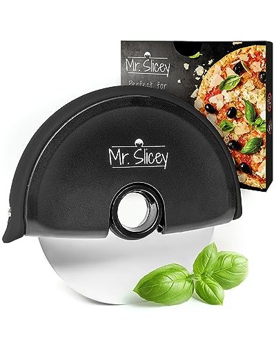 Helperfect Pizzaschneider Mr. Slicey | Perfekte Scheiben jedes Mal | Extra leichtes Schneiden | Mühelose Anwendung | Pizzacutter mit Scharfer Edelstahl Klinge + Sicherheits-Gummilippe | Pizzaroller von Helperfect