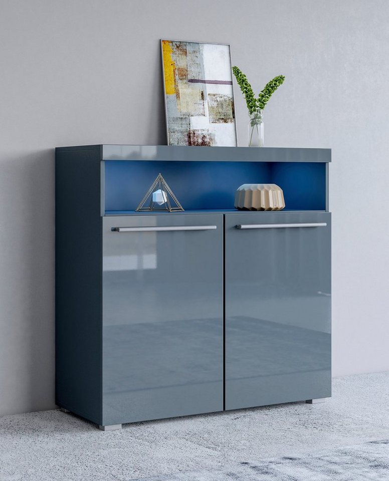 INOSIGN Kommode India, Breite 91cm, stilvolle Anrichte mit 2 Türen und offene Fach, Sideboard viel Stauraum, ohne Beleuchtung von INOSIGN