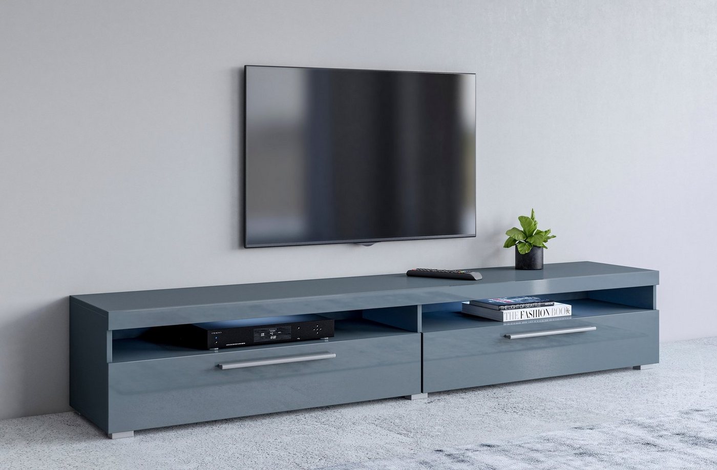 INOSIGN Lowboard India,Breite 200 cm, stilvolle Fernsehschrank mit offenen Fächern, TV-Board ohne Beleuchtung, TV-Kommode mit viel Stauraum von INOSIGN