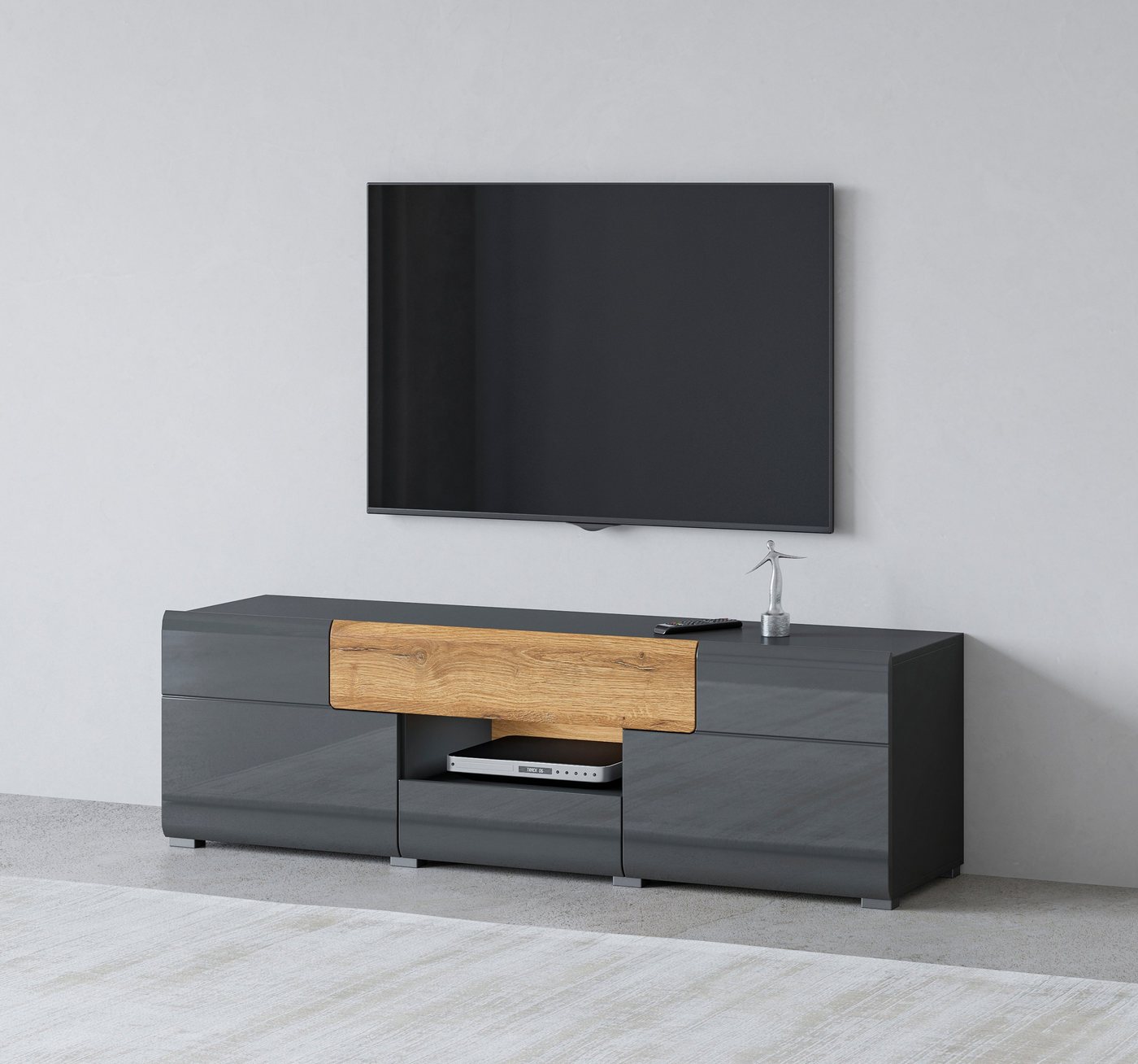 INOSIGN Lowboard Toledo,Breite 159cm, trendige TV-Schrank mit dekorative Fräsungen, TV-Board ohne Beleuchtung, TV-Kommode mit viel Stauraum von INOSIGN