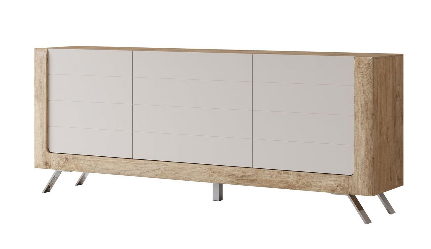 Helvetia Sideboard Kleve (Kleve, 1 St., Sideboard), 199x44x81cm Eiche Harbor Gold / Kashmir von Helvetia